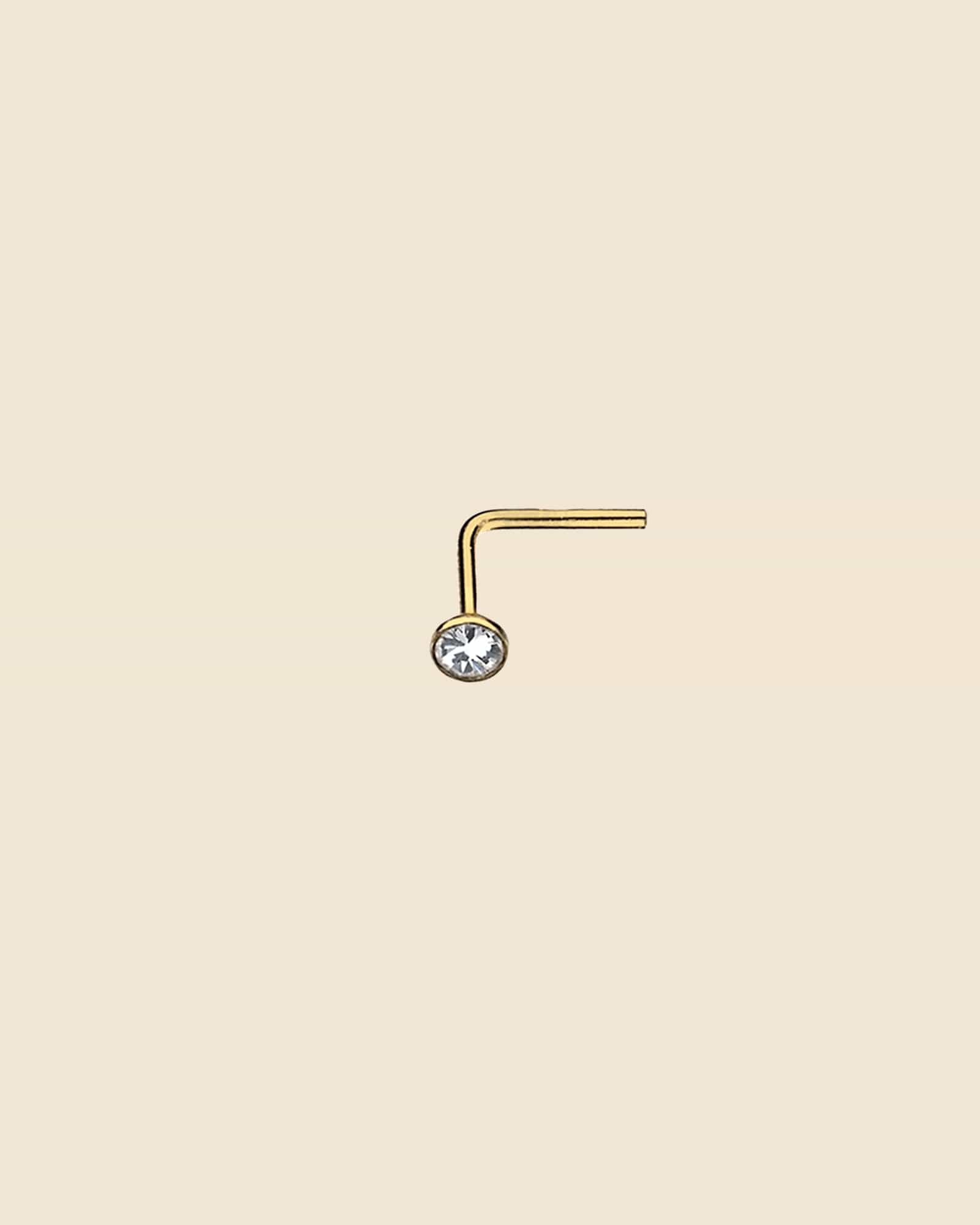 Gold Plated Simple Crystal Nose Stud