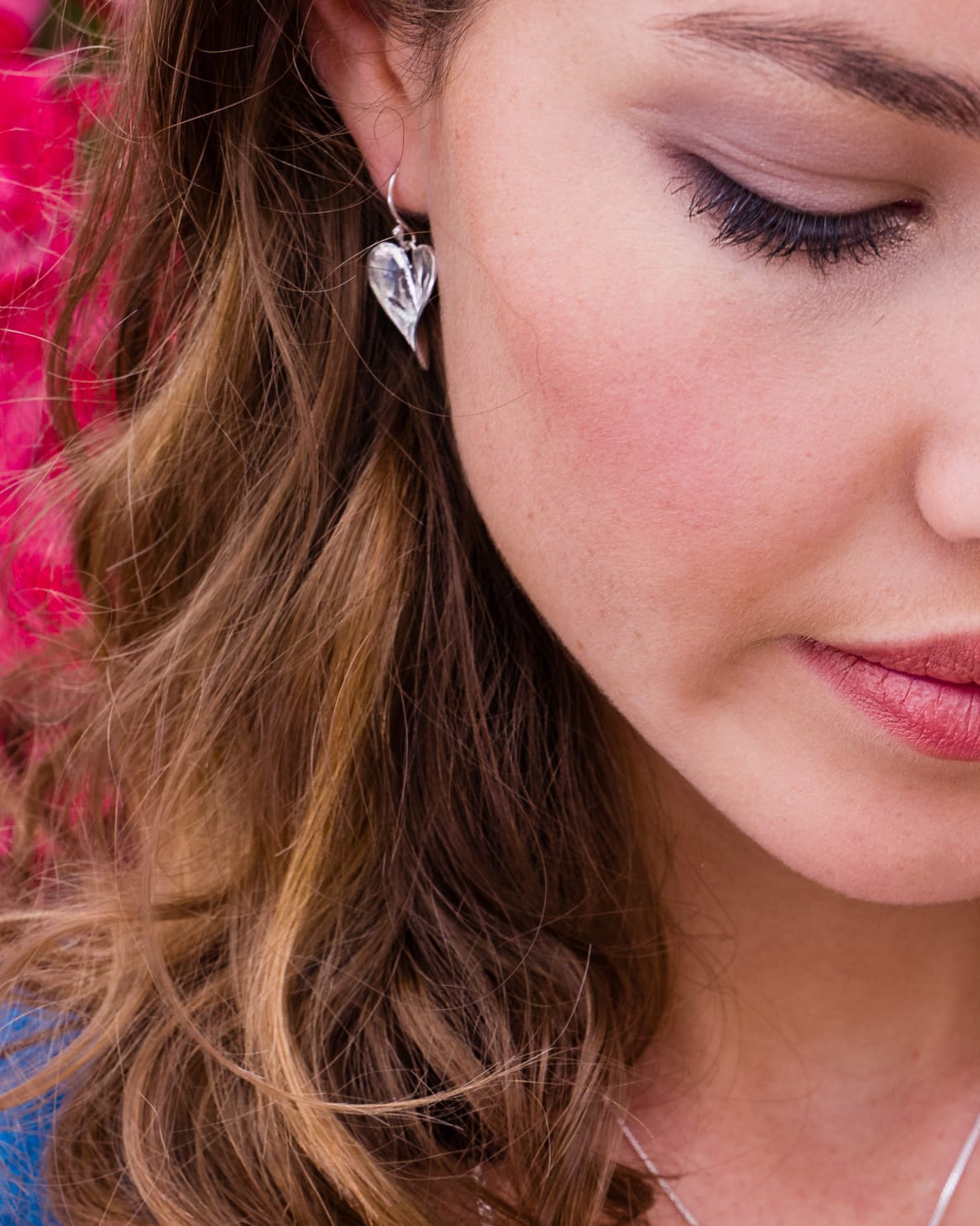 Sterling Silver Hammered Heart Drop Earrings