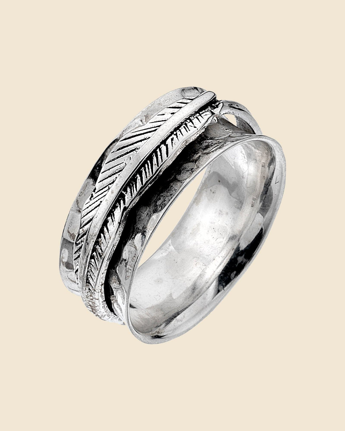 Sterling Silver Feather Spinning Ring