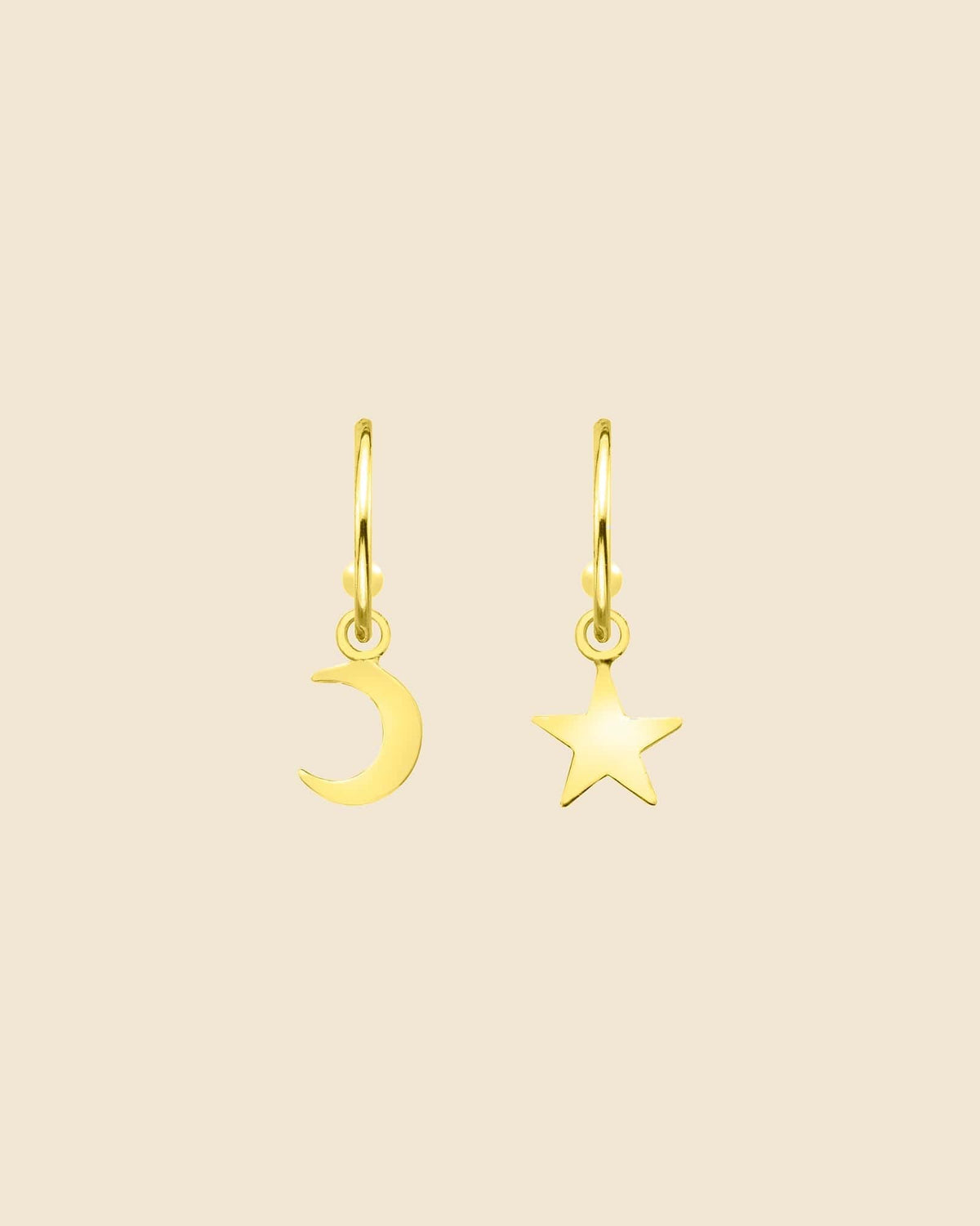 Gold Plated Mismatched Star and Moon 12mm Hoops