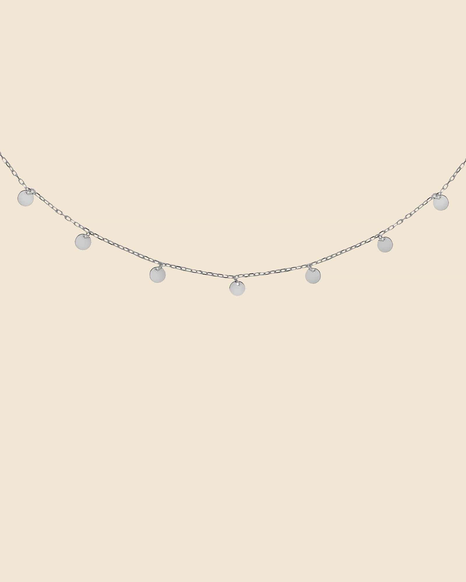 Sterling Silver Coin Charm Station Necklace