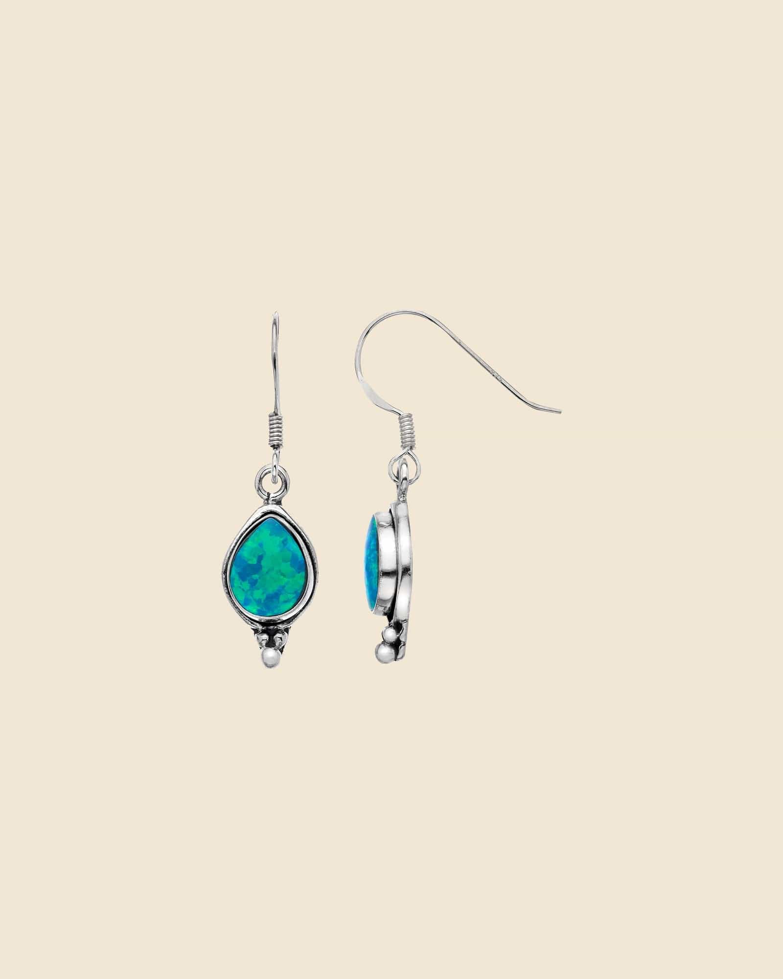 Sterling Silver and Opal Navajo Teardrop Earrings