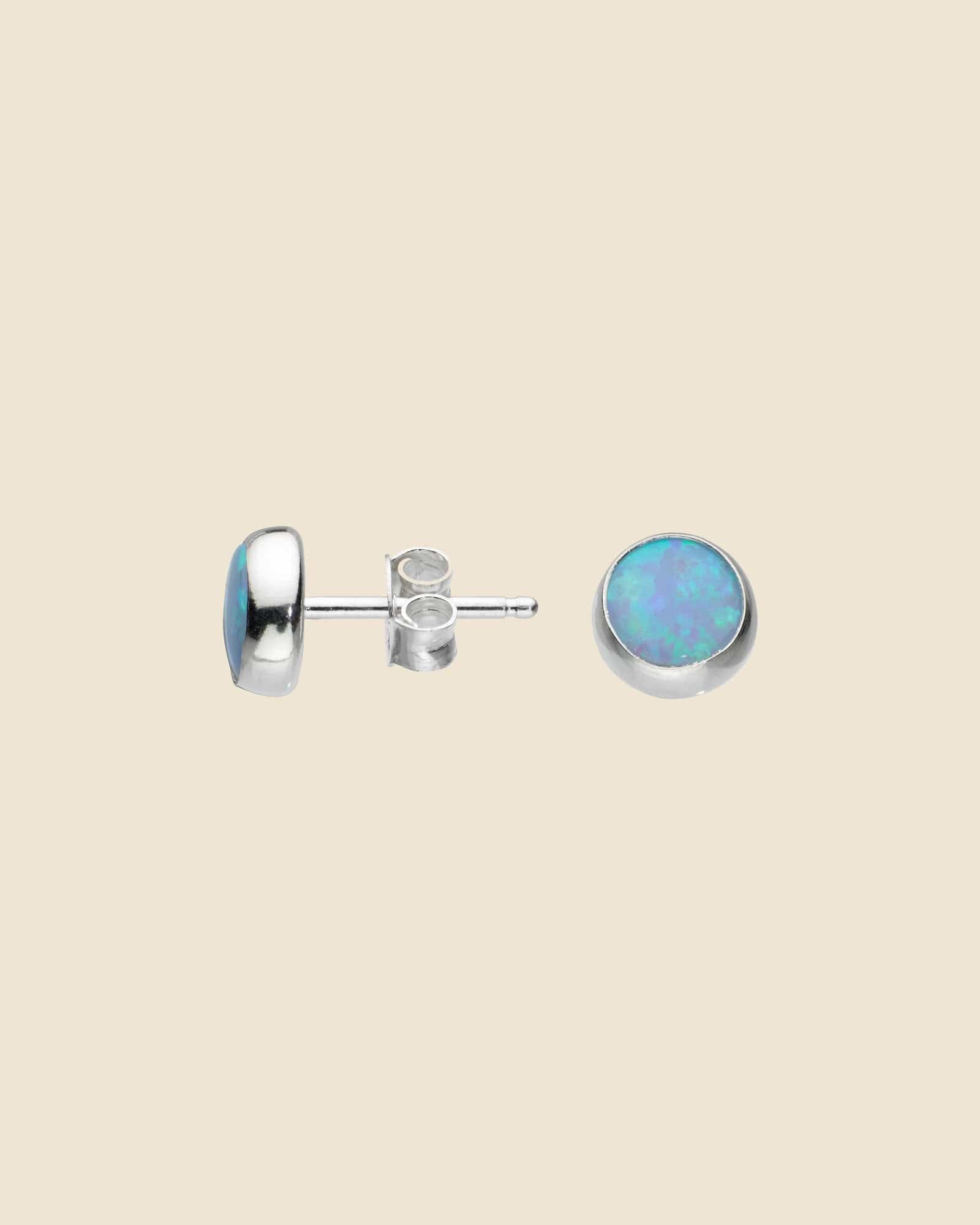 Sterling Silver Round Opal Studs