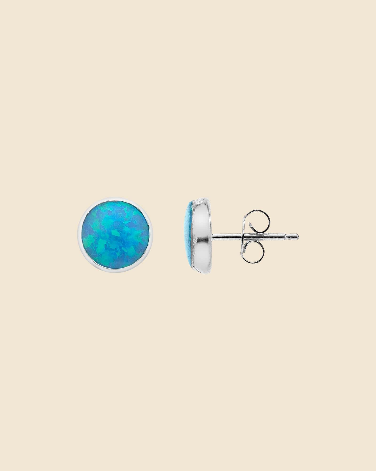 Sterling Silver Round Opal Studs