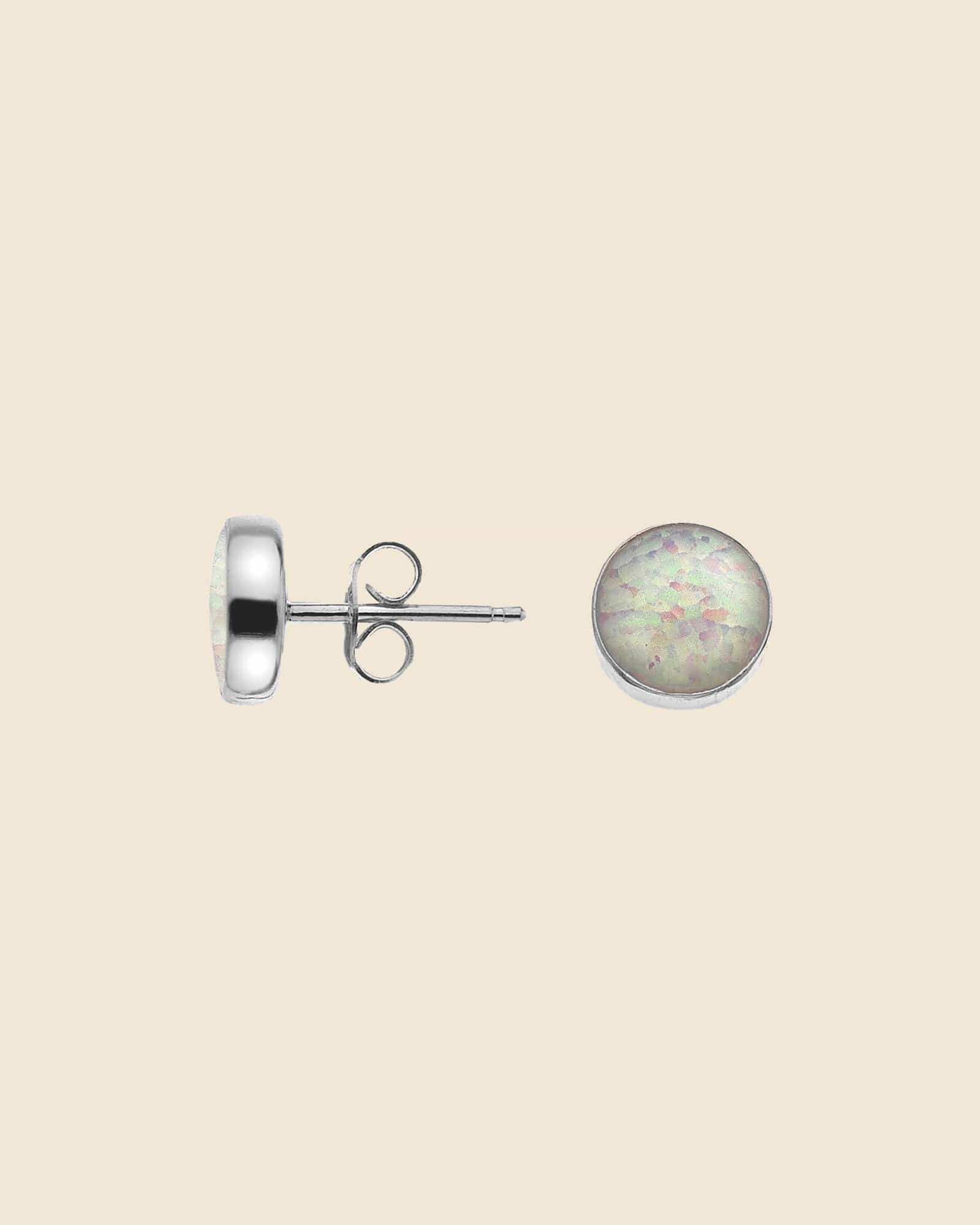 Sterling Silver Round Opal Studs