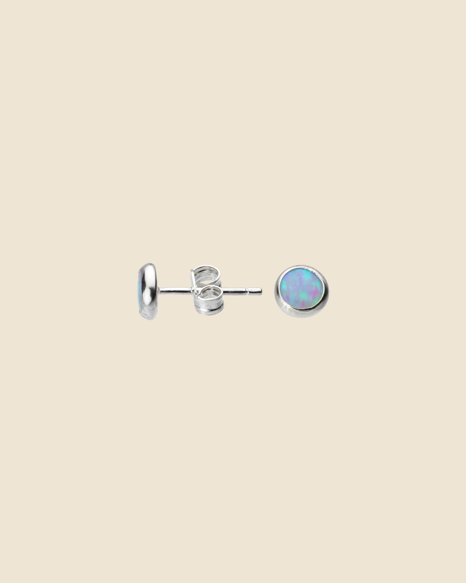 Sterling Silver Round Opal Studs