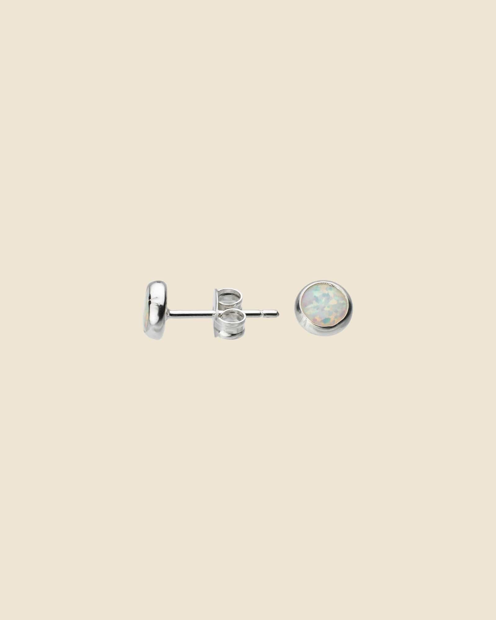 Sterling Silver Round Opal Studs