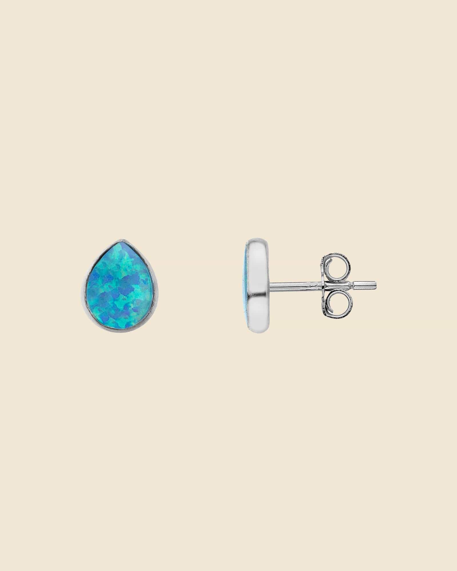 Sterling Silver Opal Navajo Teardrop Studs