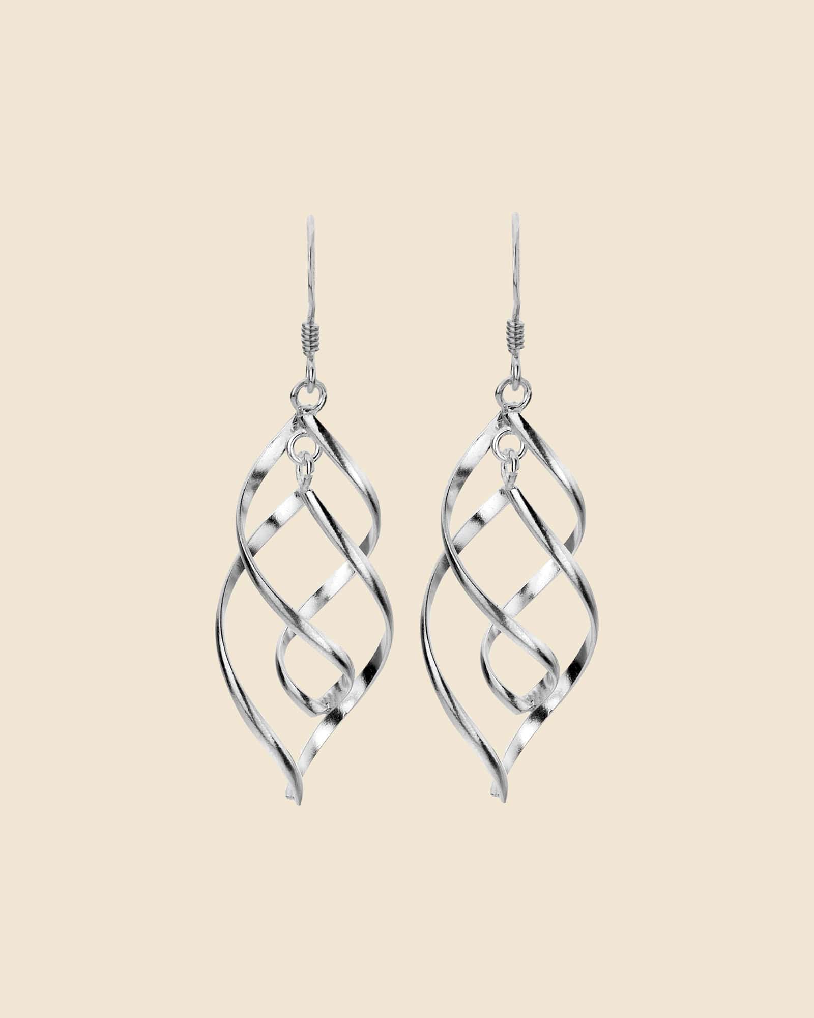 Sterling Silver Twist and Loop Cascade Earrings