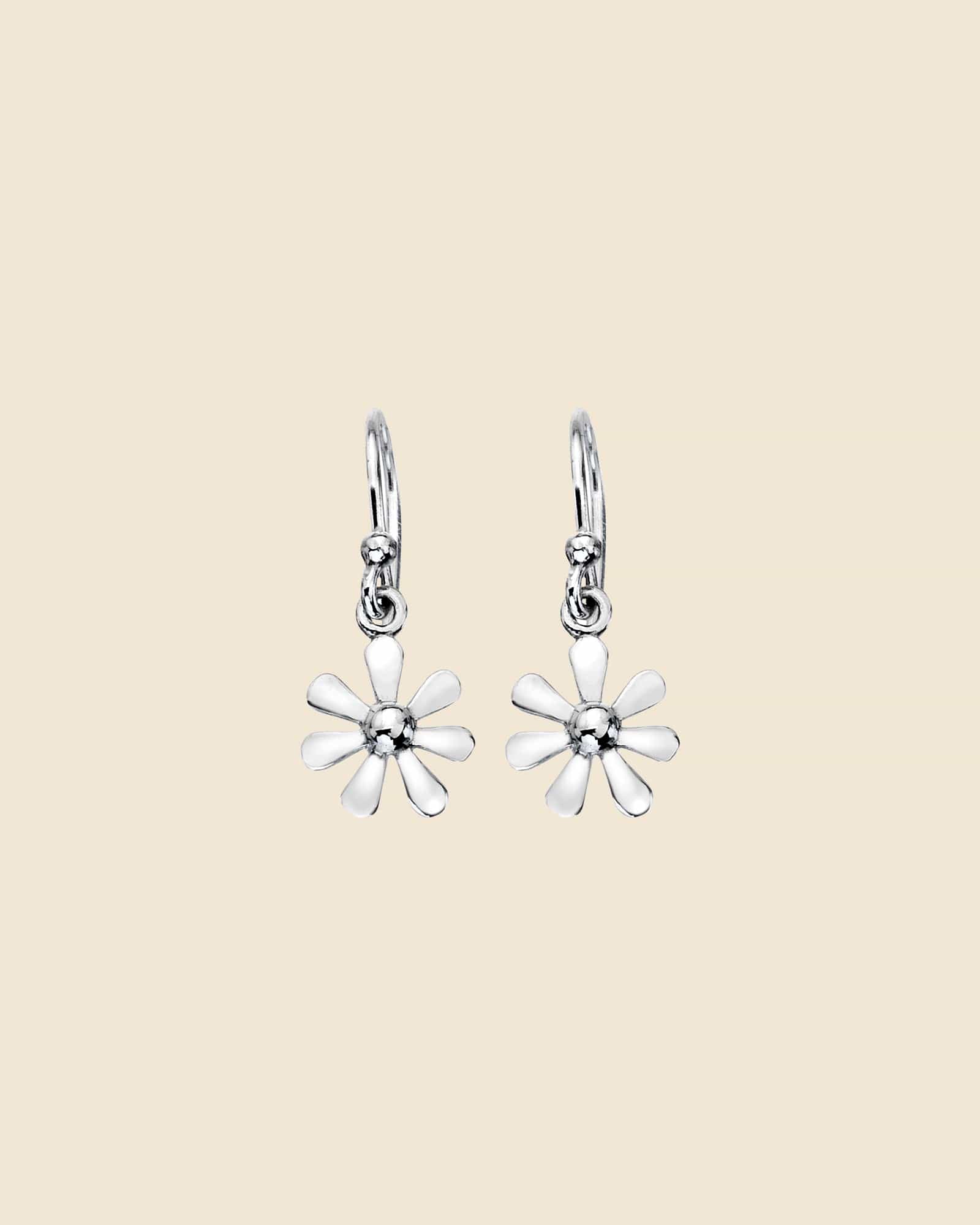 Sterling Silver Simple Daisy Drop Earrings