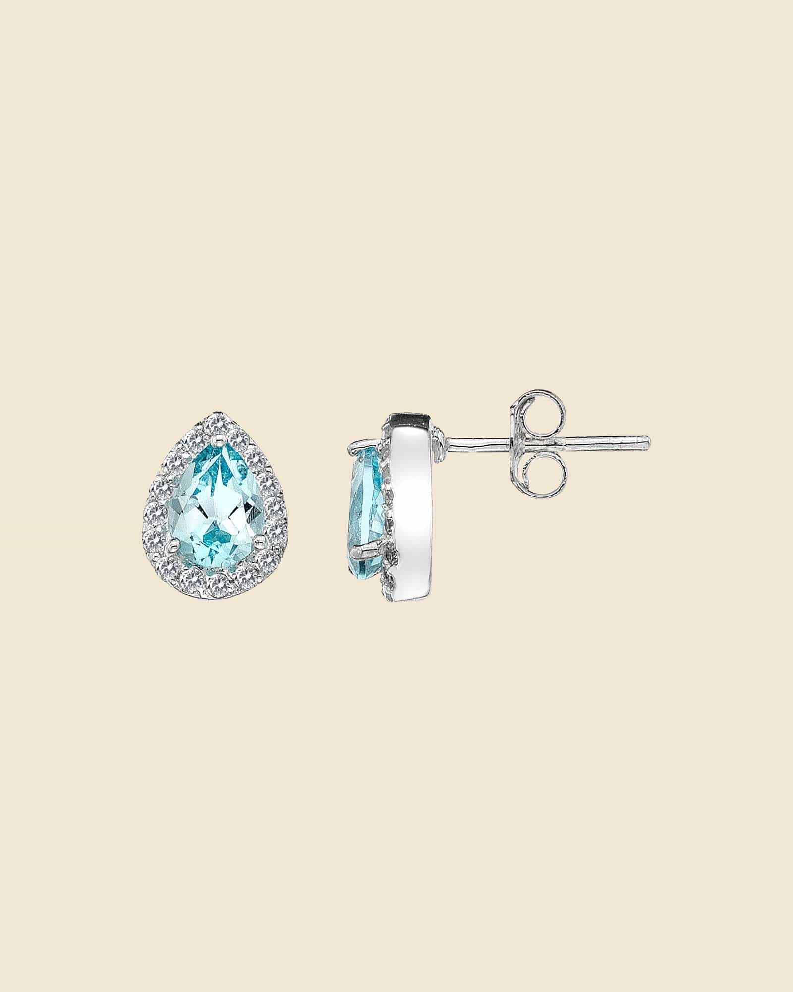 Small Blue Topaz Teardrop Studs