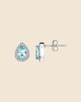 Small Blue Topaz Teardrop Studs
