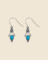 Sterling Silver and Turquoise Ethnic Drop Earrings