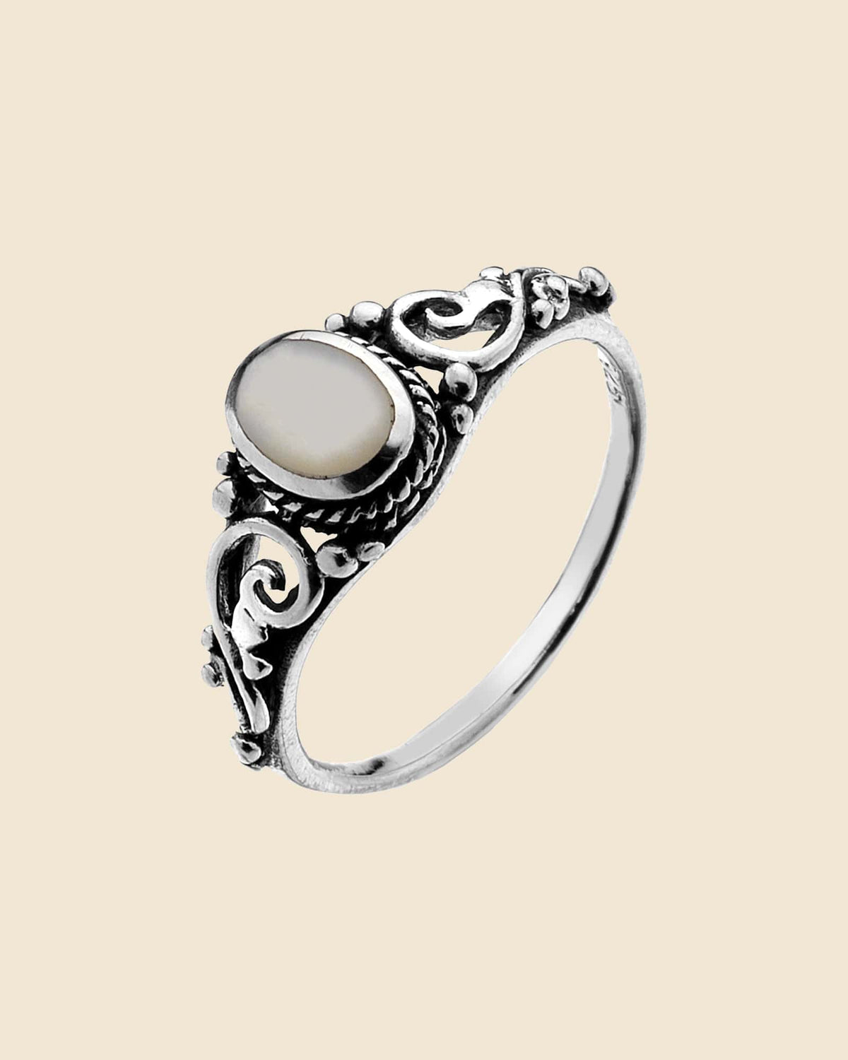 Mother of Pearl Paisley Swirl Ring