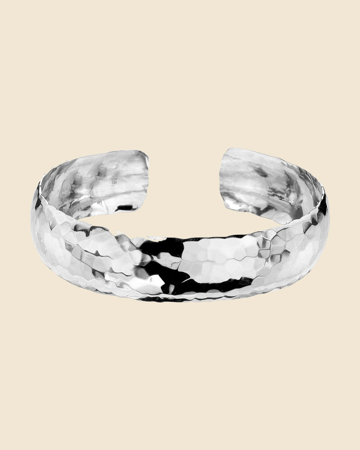 Sterling Silver Hammered Convex Cuff