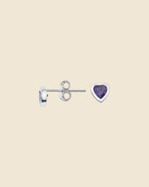 Sterling Silver and Amethyst Heart Studs