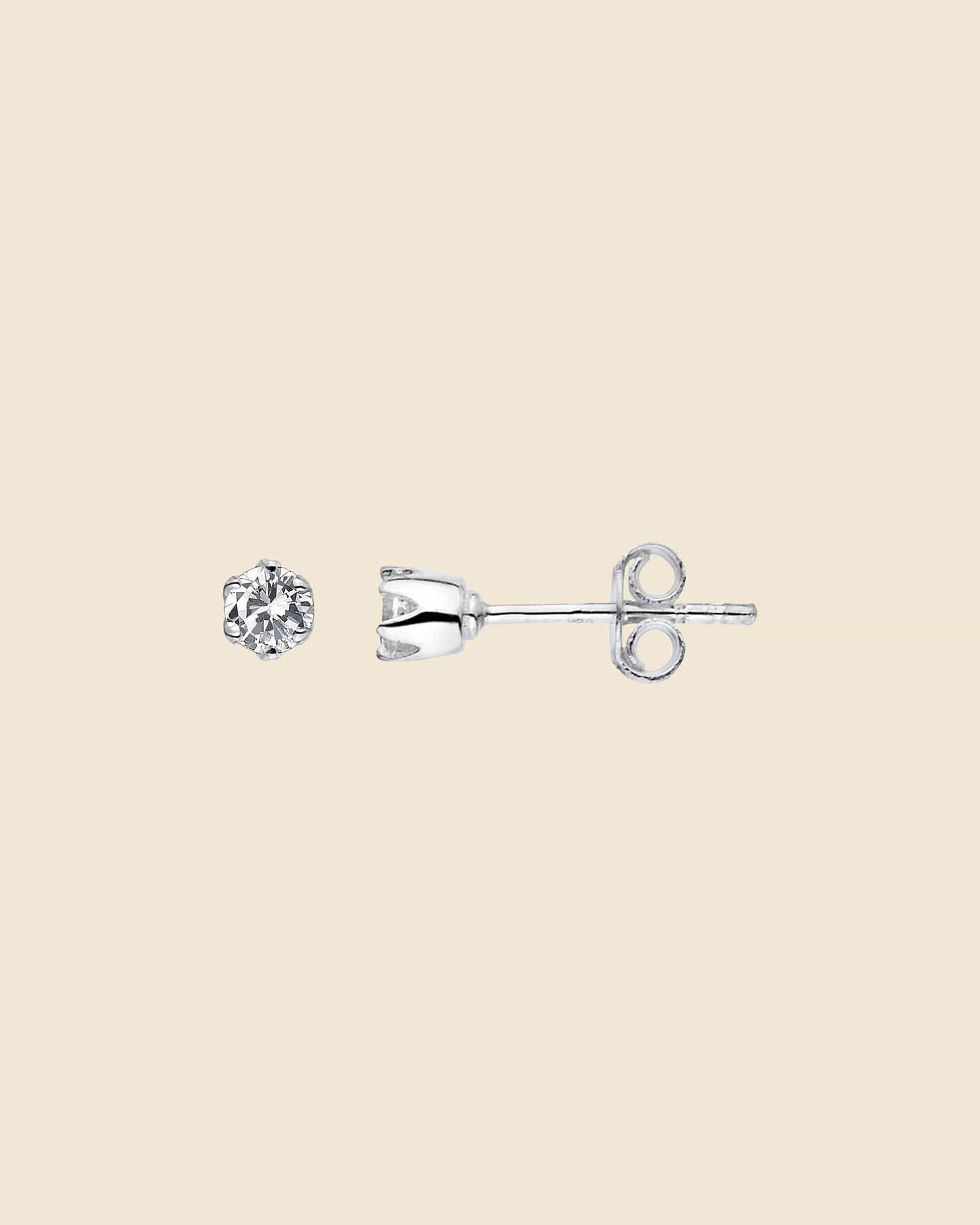 Sterling Silver 3mm Cubic Zirconia Studs