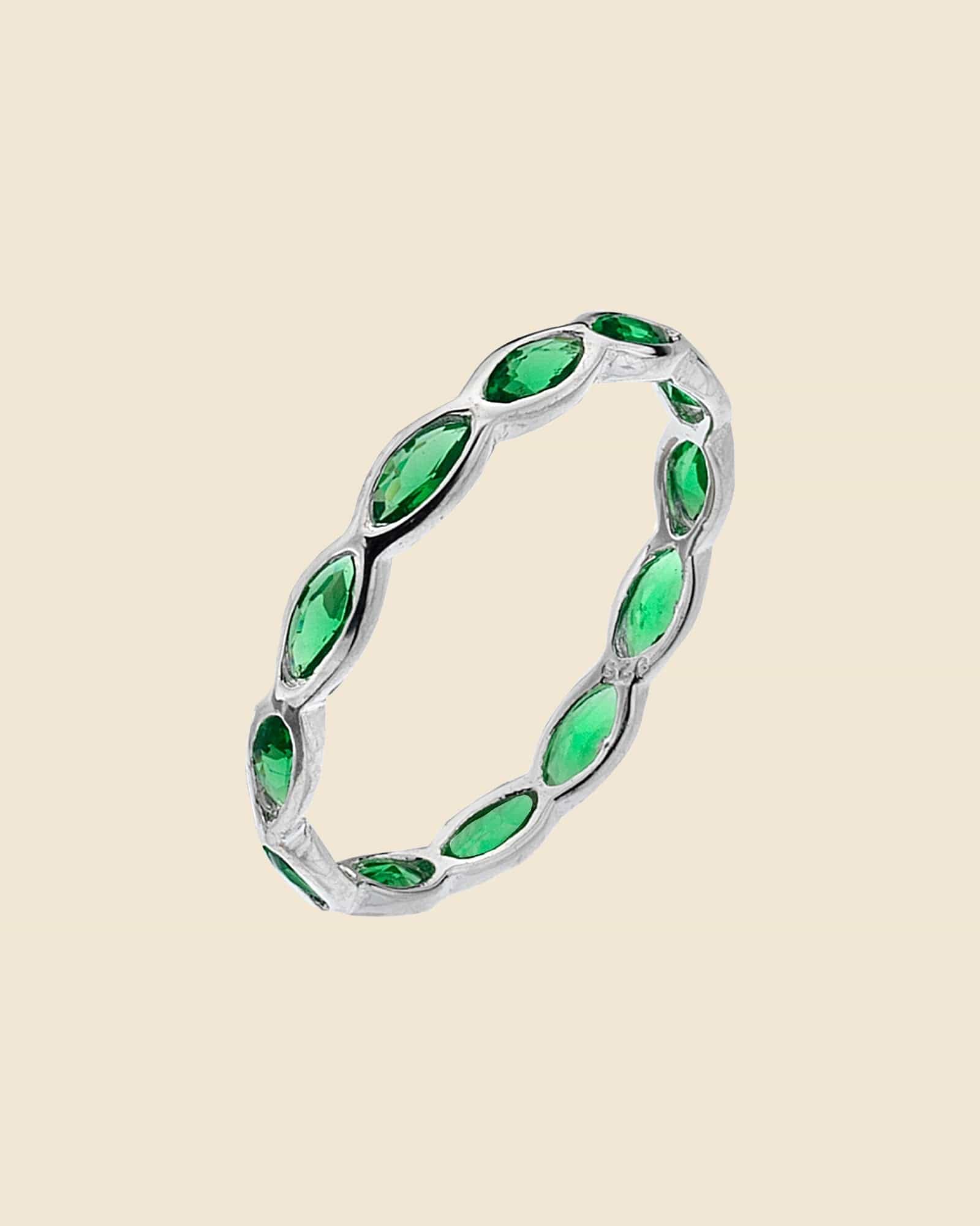 Sterling Silver and Cubic Zirconia Marquise Band Ring