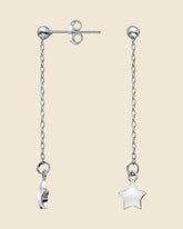 Sterling Silver Chain Drop Star Earrings