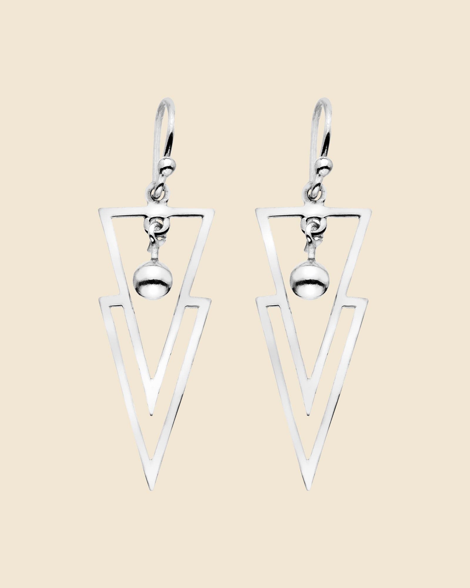 Sterling Silver Art Deco Triangle Drop Earrings