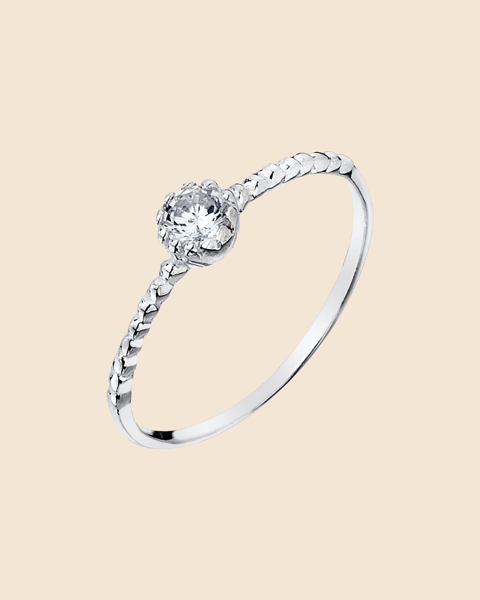 Sterling Silver Tiny Cubic Zirconia Bobble Ring
