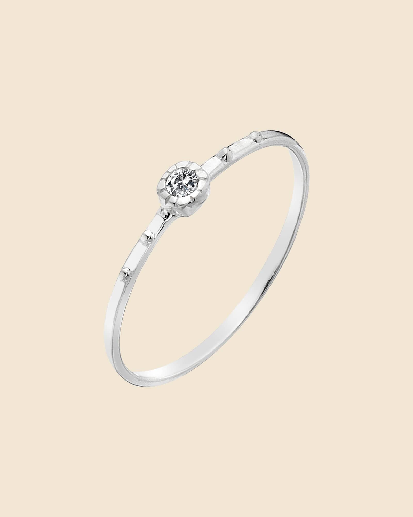 Sterling Silver Tiny Solitare Ring