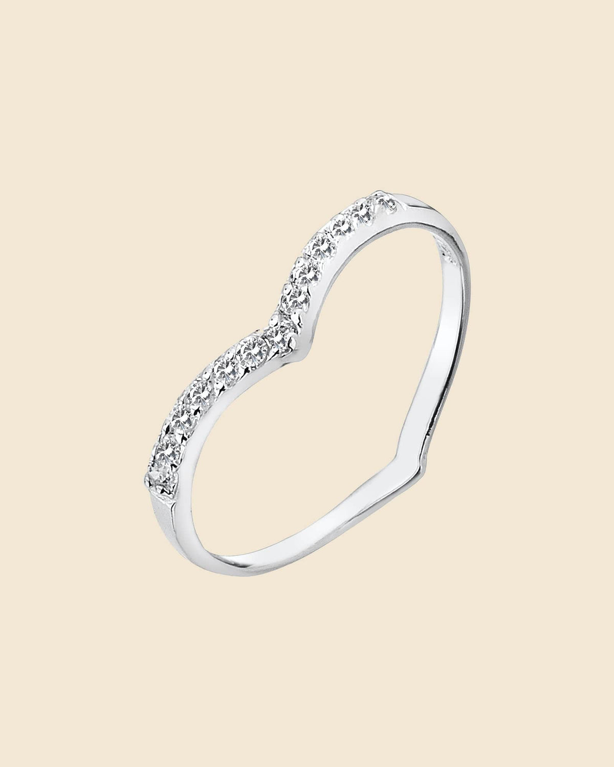 Sterling Silver Cubic Zirconia Wishbone Ring