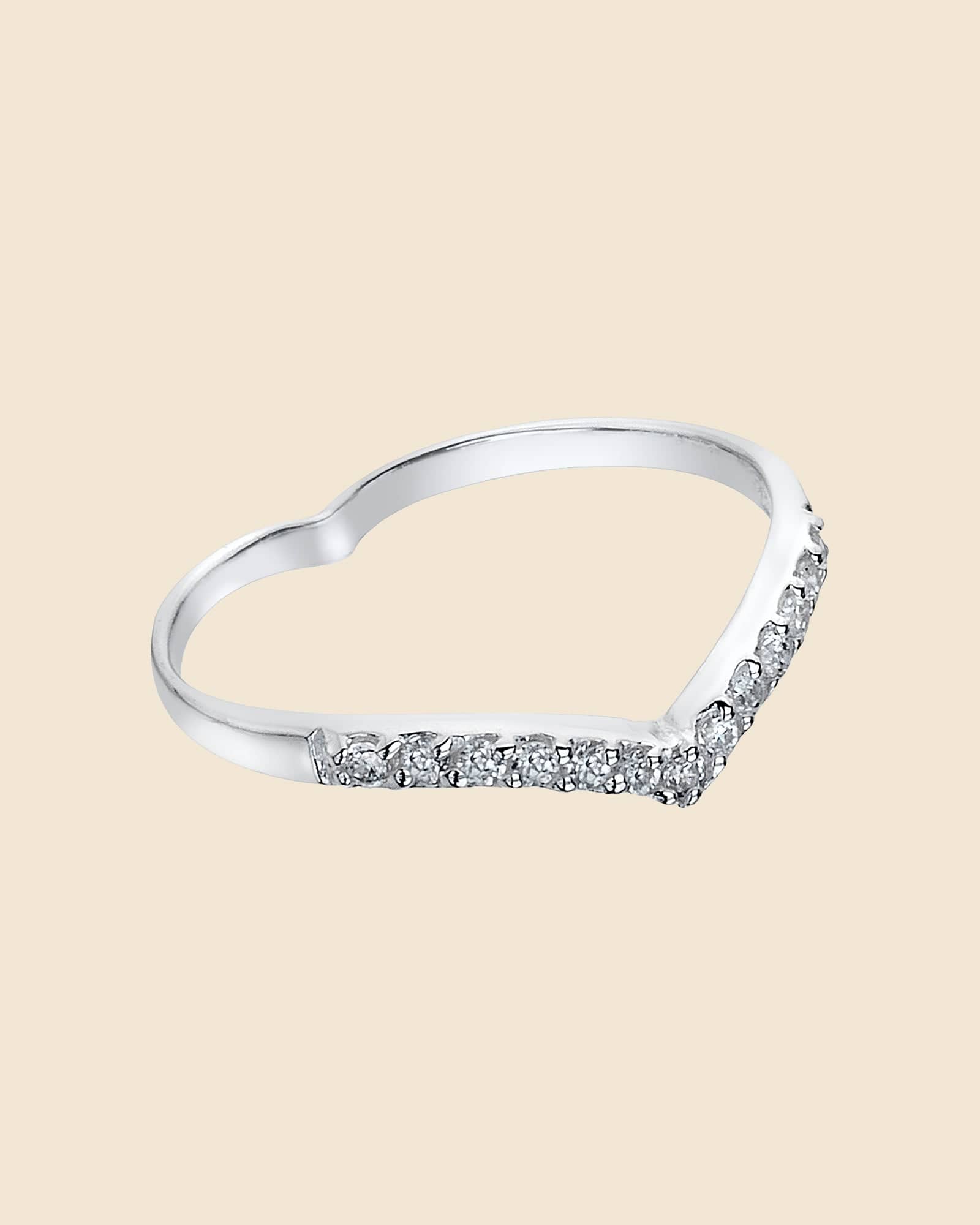 Sterling Silver Cubic Zirconia Wishbone Ring