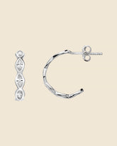 Sterling Silver and Cubic Zirconia Marquise Half Hoops