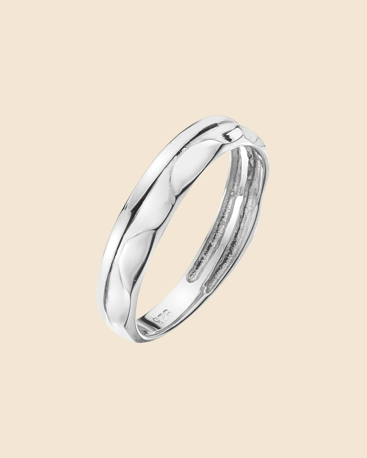 Sterling Silver Hammered and Plain Stacked Ring