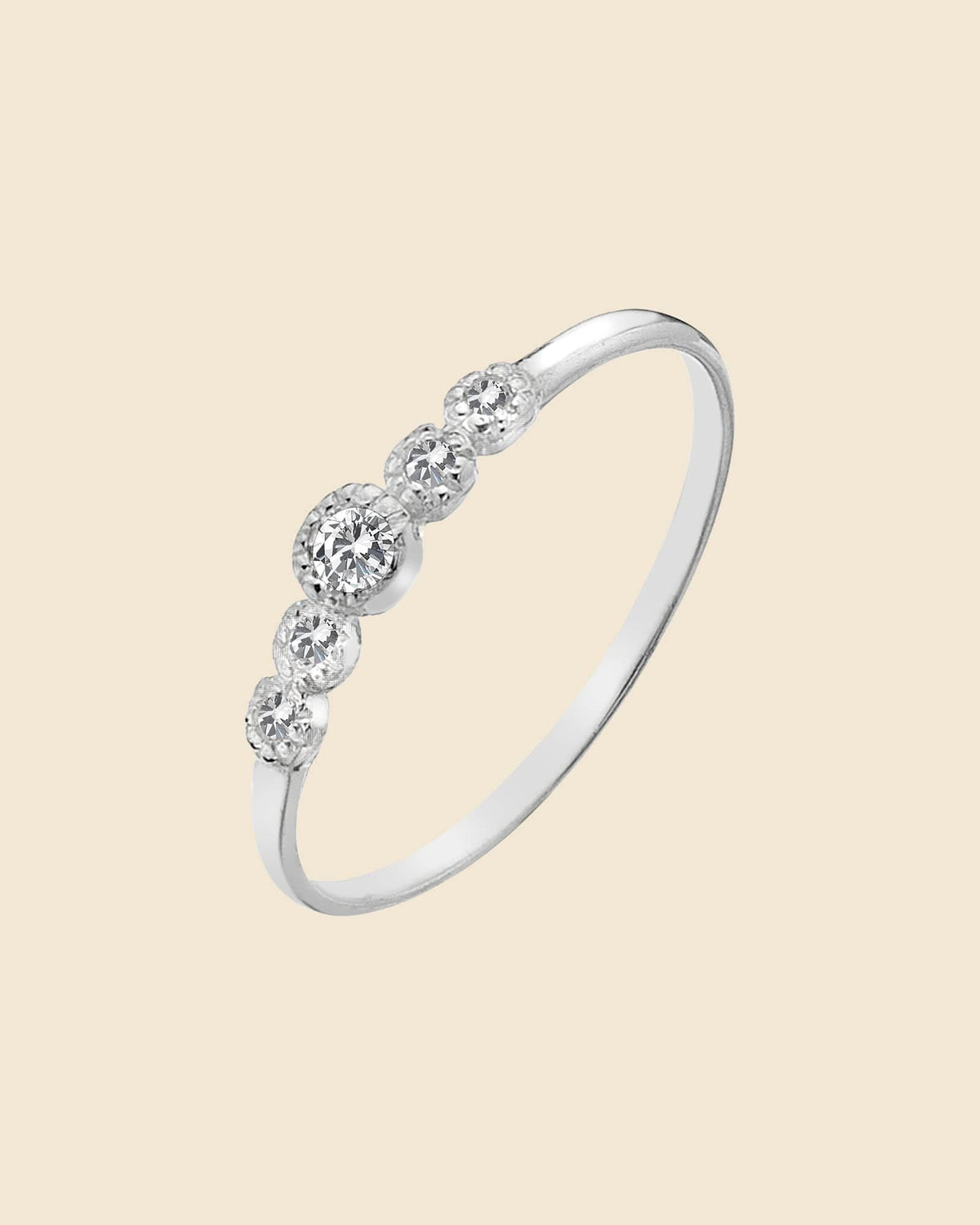 Sterling Silver and Cubic Zirconia 5 Stone Mini Ring