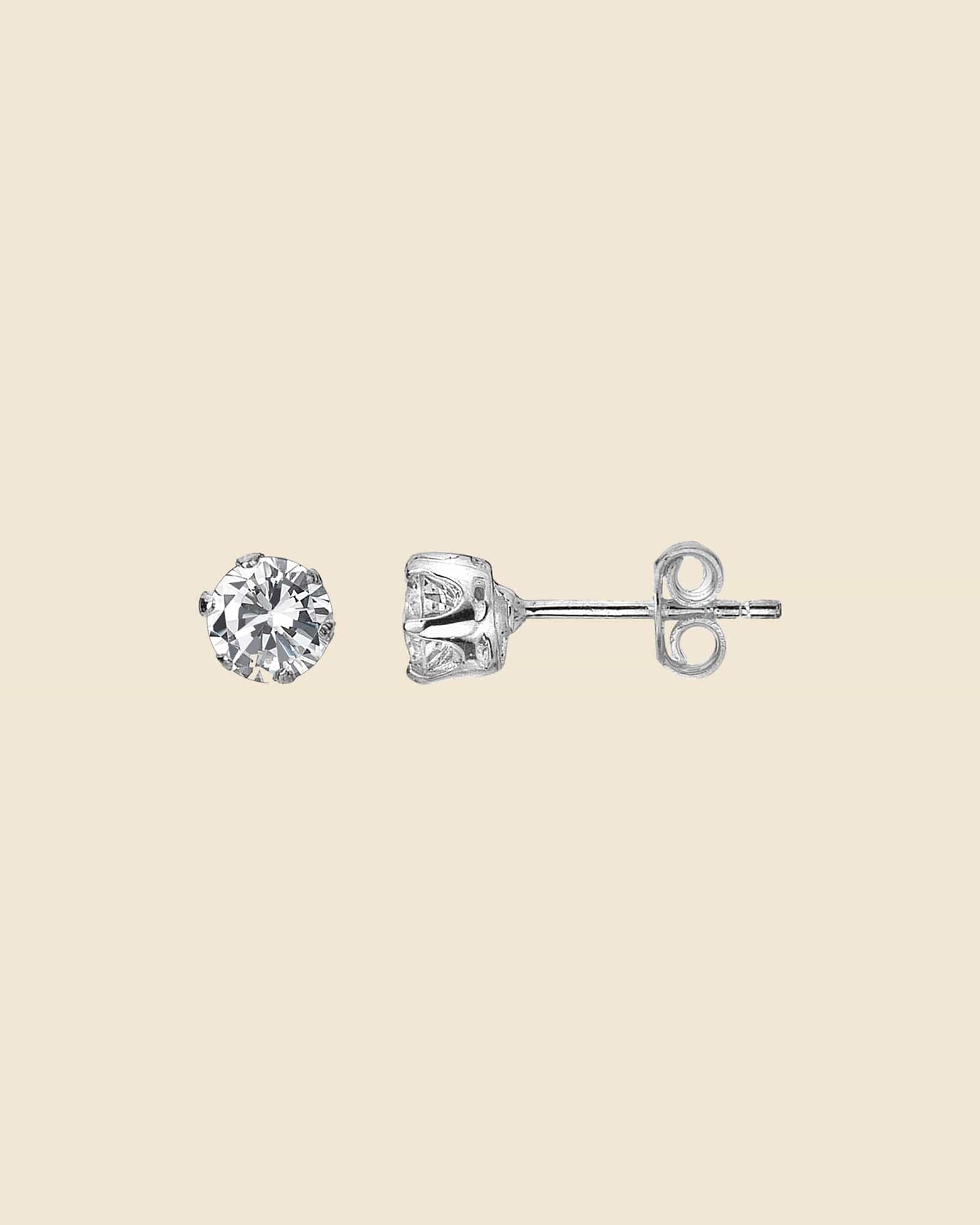 5mm Claw Set Cubic Zirconia and Sterling Silver Studs