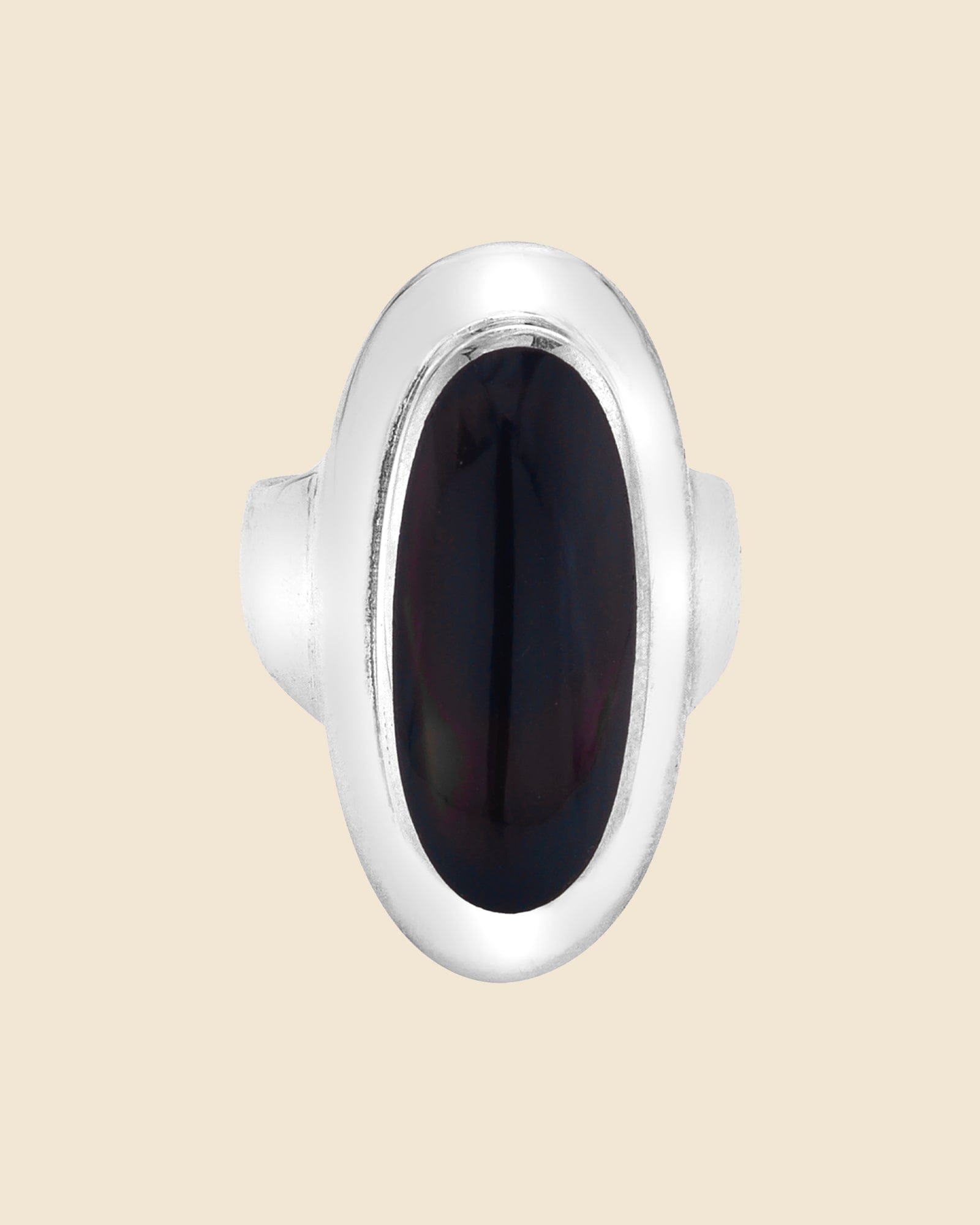 Oval Sterling Silver and Onyx Ring