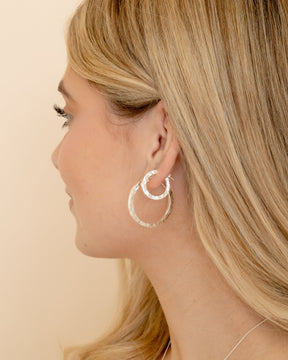 Sterling Silver Hammered Square Tube Hoops