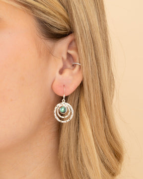 Sterling Silver and Paua Shell Hammered Ecliptic Drop Earrings