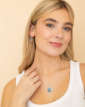 Sterling Silver and Paua Shell Ecliptical Frame Pendant