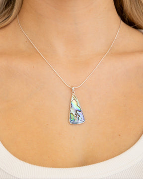 Sterling Silver and Paua Shell Organic Wedge Pendant