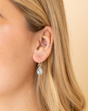 Sterling Silver Reversible Drop Earrings with Mother of Pearl and Paua Shell