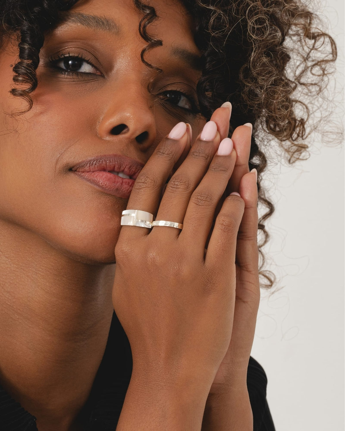 Sterling Silver and Mother of Pearl Mondrian Style Ring