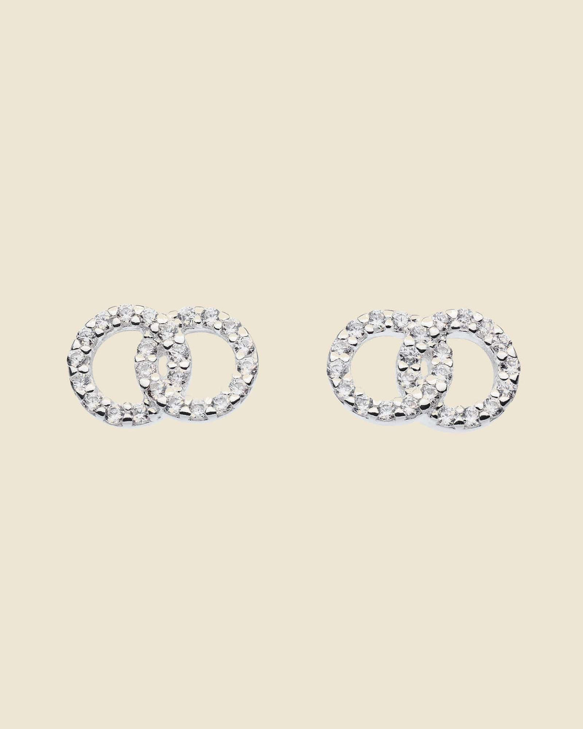 Sterling Silver and Cubic Zirconia Lovers Link Studs