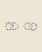 Sterling Silver and Cubic Zirconia Lovers Link Studs