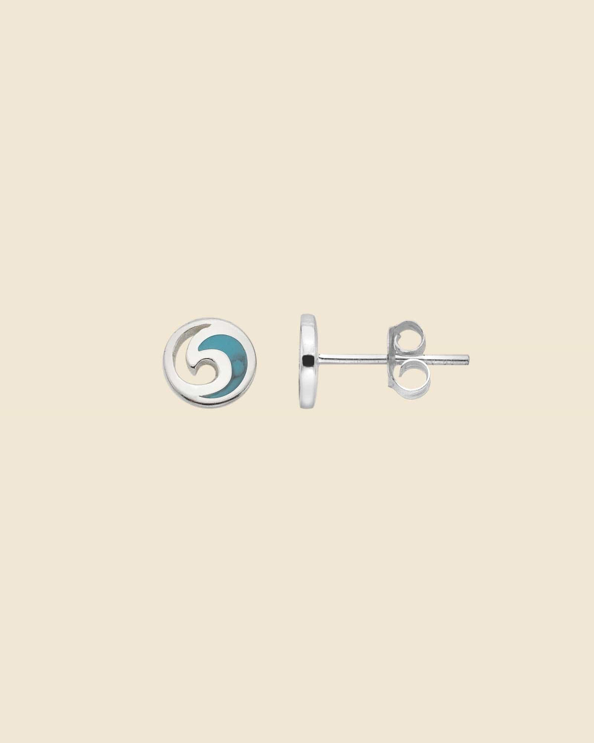 Sterling Silver and Turquoise Wave Swirl Studs