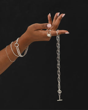 Sterling Silver Trace and Bead Bracelet