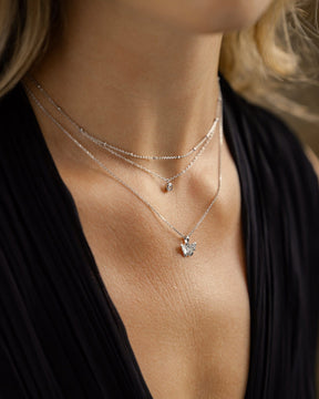 Sterling Silver and Cubic Zirconia Layered Necklace