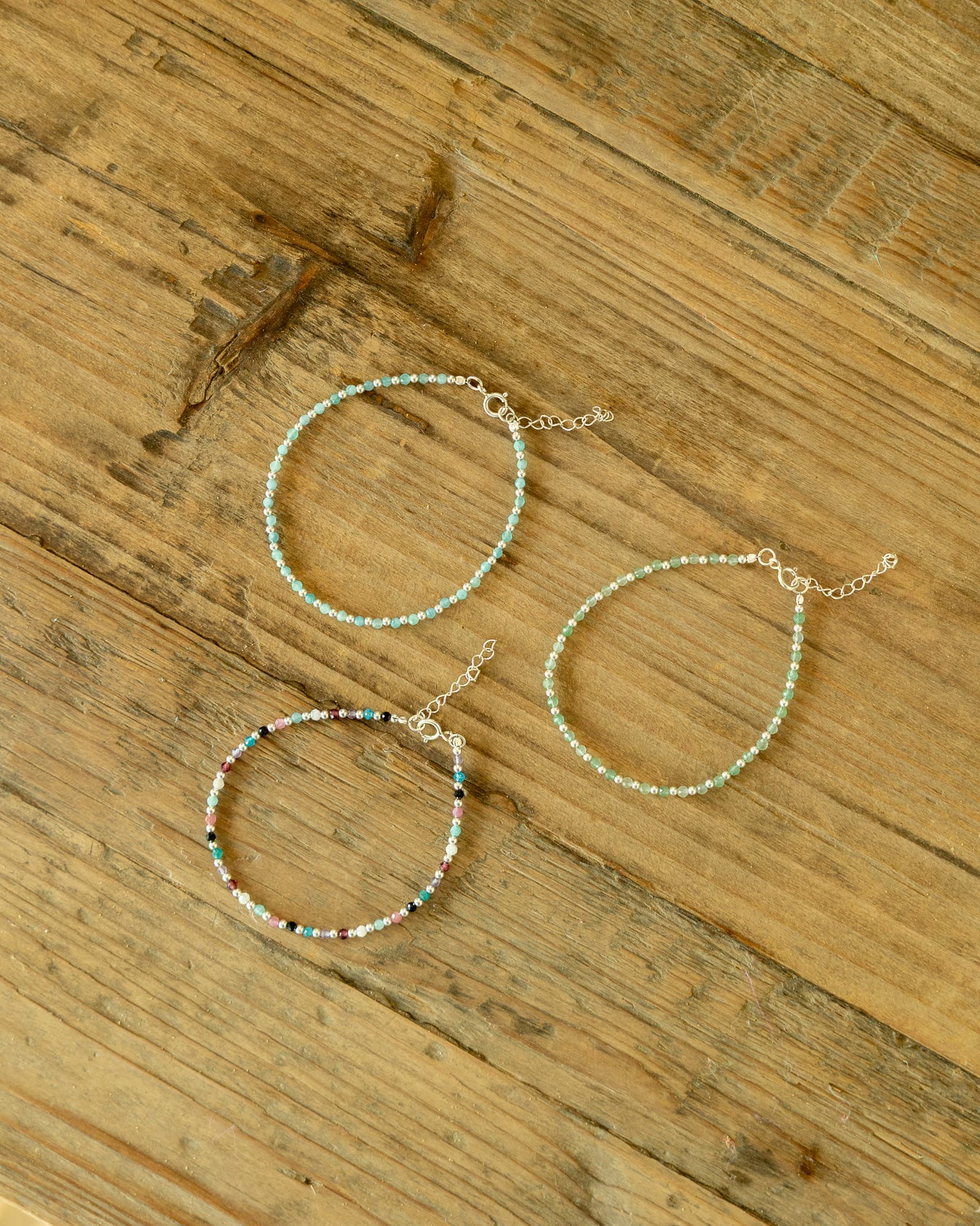 Sterling Silver and Gemstone Beaded Bracelet