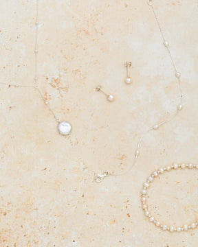 8mm Ivory Freshwater Pearl and Sterling Silver Studs