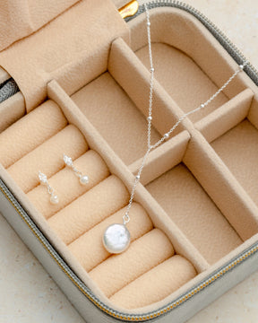 Sterling Silver Bobble Necklace with Coin Pearl Pendant