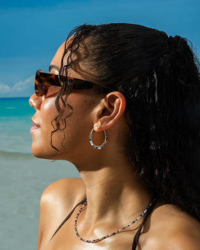 Sterling Silver and Multi Gem Tassel Hoops