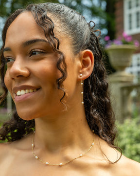 Gold Plated Freshwater Pearl Station Necklace