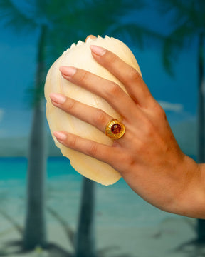 Gold Plated Amber Sun Beam Ring